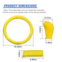 3PCS Car Stee Weel Cover Set Soft Silicone Auto Stee Weel And Gear Sift And Andbrake Cover Protector Anti- Veicle Ration Accessories  Men Women Yow - Yellow - View 2