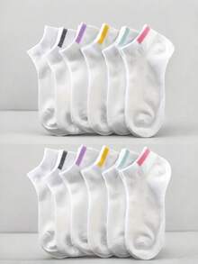 6 Pairs Colorful High Heel Women's White Socks, Breathable And Moisture-Wicking - White - View 6