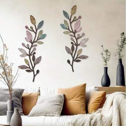 Muted Color Acrylic Leaf Wall Hanging, Versatile Wall Decor Art Piece For Living Room, Bedroom, Entryway, Suitable For Wall Decoration, Porch Decoration, Room Decoration, Villa Decoration, Year-Round Home Decor