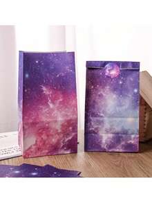 24个/套 星空主题派对礼品袋，带贴纸 - 色彩鲜艳的宇宙图案纸袋，适合装糖果、派对小礼物和装饰品，是太空主题庆祝活动、派对用品和活动必备品的理想之选。 - 多款 - 查看 6