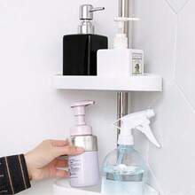 4-Tier Adjustable Corner Bathroom Shelf, Freestanding Bathroom Storage Rack, Shower Gel Shampoo Soap Holder - White - View 5