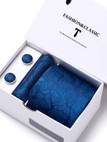 3pcs Blue Men's Tie Set With White Drawer Gift Box, Suitable For Wedding, Anniversary, Valentine's Day Wear And Gifting - Color Mixing - View 13