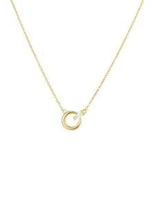 1pc Elegant Women's Jewelry, S925 Sterling Silver 18K Gold Plated Asymmetric Geometric Cubic Zirconia Pendant Necklace, Minimalist Dainty Clavicle Chain Suitable For Daily Wear - #1 - View 8