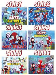 Marvel 漫威蜘蛛侠主题派对横幅，1件装，210*150/150*100厘米卡通超级英雄复仇者联盟拍照背景装饰，大型闪光生日装饰，适合儿童庆祝活动、婚礼生日派对用品210* - 小蜘蛛背景布 - 查看 1
