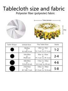 Sunflower Retro Flower Round Tablecloth - Dyed Waterproof Polyester Fiber, Perfect For Mother's Day, Wedding Dining, Parties, Spring And Summer Picnics, And Indoor/Outdoor Home Decoration. - Multicolor - View 3