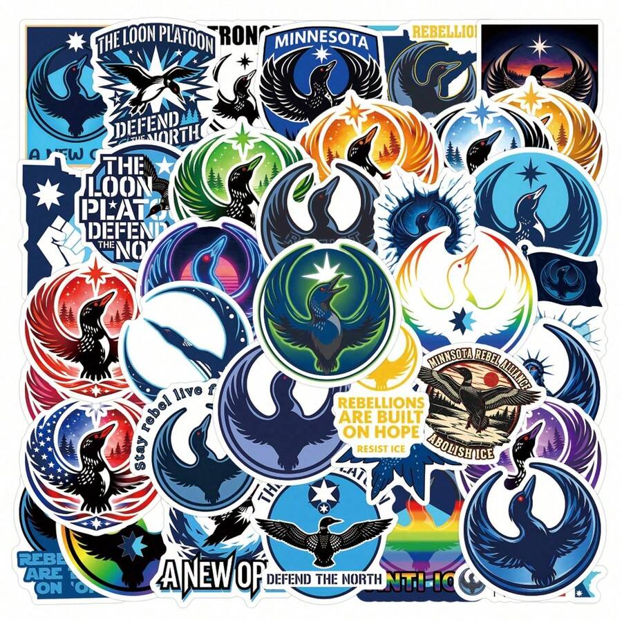 50pcs Rebel Loon Stickers Retro Ins 2D Fantasy Sun Ins Y2K Downtown Aesthetic Stickers Gifts Humorous And Funny Stickers 80S 90s Anime Stickers For Scrapbook Supplies Envelope, Water Bottle, Computer, Laptop, Phone, Luggage, Notebook, Fridge,Festival Party,Christmas Decoration New Year Winter Scrapbooking - 50pcs - View 1