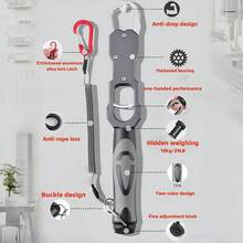 18kg Capacity Heavy Duty Fish Lip Gripper, Stainless Steel Fish Lip Clamp With Spring Rope And Carabiner, Durable Design, Corrosion Resistant, High Quality Metal, Suitable For Outdoor Sports Enthusiasts And Leisure Fishing - Multicolor - View 5