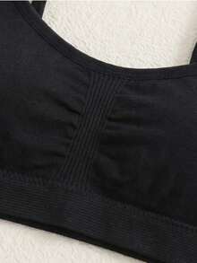 5pcs/Pack Bra Model Kamisol untuk Anak Perempuan Usia 8-12 Tahun, Tanpa Jahitan, Warna Polos, Bantalan yang Dapat Dilepas, Cocok untuk Olahraga & Pemakaian Sehari-hari - Hitam - View 6