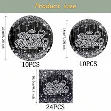 Bộ đồ dùng ăn uống dùng một lần Black Diamond cho sinh nhật, đĩa tiệc 7/9 inch, đĩa giấy, cốc, khăn ăn dùng một lần, thích hợp cho các dịp lễ, đám cưới, lễ đính hôn, sinh nhật, tiệc tùng, lễ kỷ niệm. - Nhiều màu - Xem 12