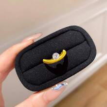 1 Piece Of Solid Color Diamond-Embellished Brushed Irregular Cross Ring, Simple And Versatile - 金色交叉戒指 - 查看 7