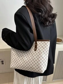 Dedoo 1件高品质时尚多功能大容量女士手提包/单肩包，适合作为礼物送给女朋友，也适合购物、约会、旅行、工作等各种场合。 - 白色 - 查看 5