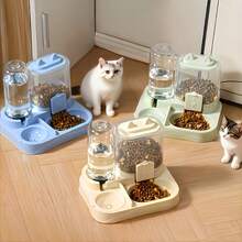 Alimentador y bebedero automático 2 en 1 de gran capacidad para gatos, diseño transparente con separación de seco y húmedo, dispensador de comida y agua para mascotas sin batería, portátil para viajes, ideal para gatos y perros de interior - Talla única - Ver 2