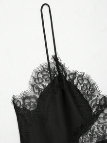 Seelio New Arrival Women's Fashion Lace Decor Sexy Lingerie-Style Top Summer - Black F2 - View 5