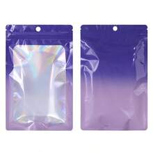 50 buah Kantong Permen Holografik Warna-warni, Kantong Resleting Perekat Otomatis dari Aluminium Foil untuk Hadiah Paskah, Permen, Kue, dan Camilan - View 9
