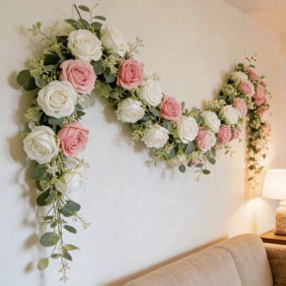 1 根人造山茶花藤蔓，长 175 厘米/68.89 英寸，适用于婚礼中心装饰、婚礼装饰、户外装饰、家居装饰、花环、办公室装饰、派对装饰、桌面装饰、春季装饰、节日装饰、浴室装饰、客厅装饰、卧室装饰、DIY 花束、园艺装饰、夏季装饰。