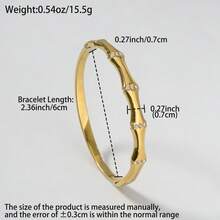 1 chiếc vòng tay tre mạ vàng 18k đính đá Zirconia thanh lịch, thích hợp cho nữ giới, đeo hàng ngày hoặc trong các dịp lễ. - Vàng - Xem 6