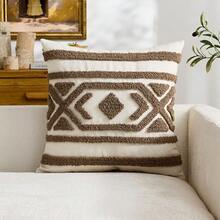 1 buah Sarung Bantal Hias Bordir Motif Geometris Cokelat Gaya Bohemian, Sarung Bantal Mewah Berbentuk Berlian, Cocok untuk Dekorasi Dalam Ruangan, Sarung Bantal Sepanjang Musim, Isian Bantal Tidak Termasuk - Coklat - View 10