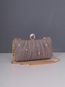 1 chiếc nhẫn màu hồng lấp lánh thời trang, nhẫn cocktail đính đá kim loại sang trọng, thanh lịch cho váy dạ hội, tiệc tùng, đám cưới. - Hồng - Xem 2