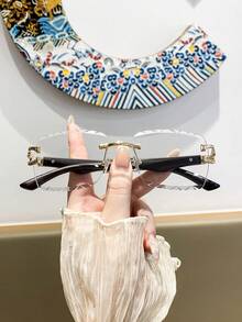 1 Cặp kính vuông không gọng bằng kim loại, kiểu dáng retro thời trang, phù hợp cho các bữa tiệc, chụp ảnh và sử dụng hàng ngày. - Nhiều màu - Xem 9