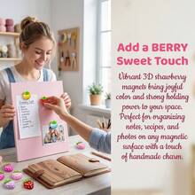 12pcs Colorful Strawberry Fridge Magnets, Strong Adhesive, Kitchen Office Refrigerator Decor, Home Decoration Accessories - 12 PCS - View 4