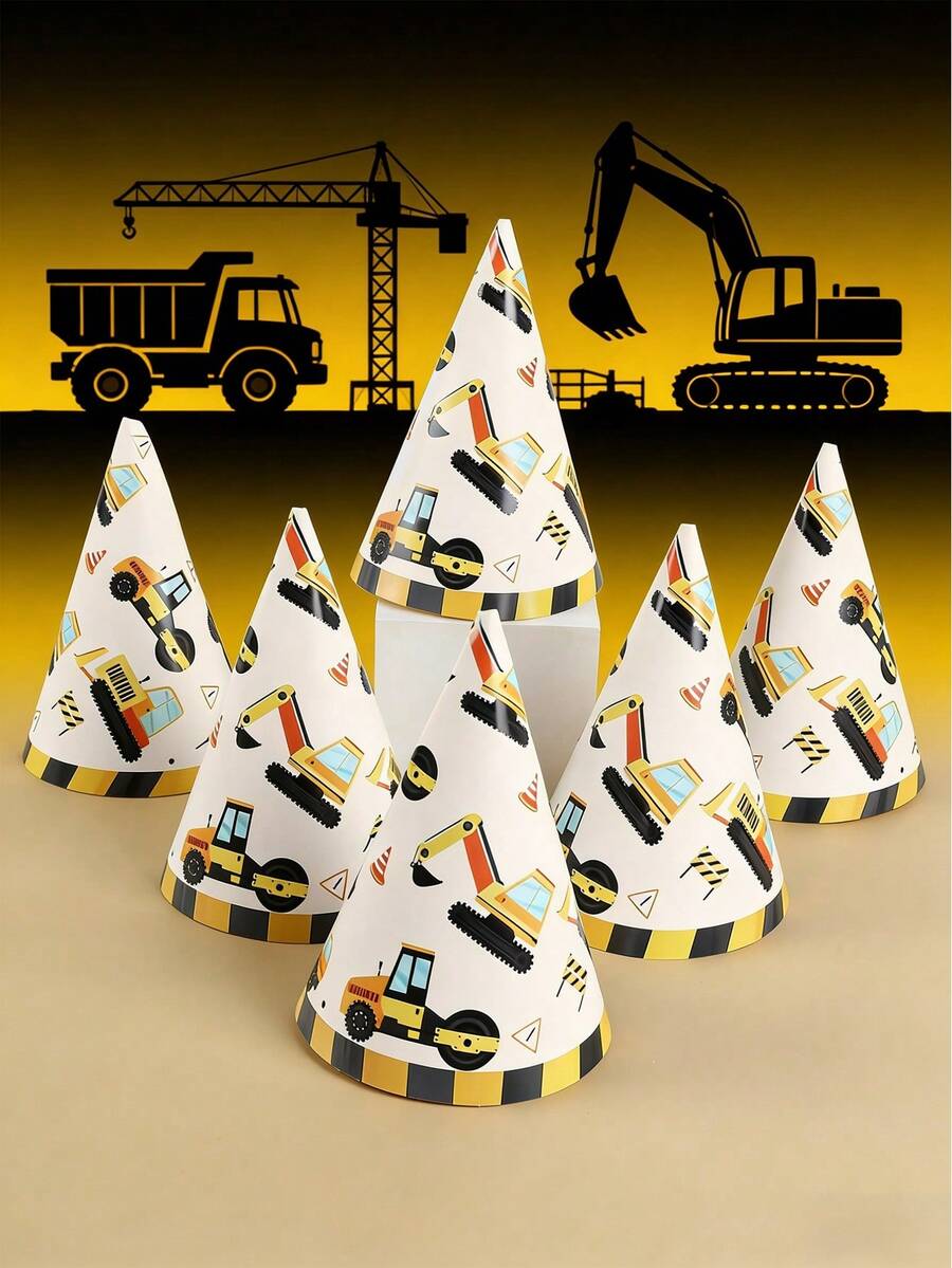 6 piezas Sombreros de papel con patrón de vehículos de construcción, sombreros de fiesta con tema de construcción, sombreros de cumpleaños con tema de construcción, decoraciones de fiesta de cumpleaños, accesorios de fiesta de celebración, decoración de baby shower, fiesta de cumpleaños, decoraciones de fiesta de cumpleaños con tema de construcción, suministros de fiesta de cumpleaños, accesorios de foto de fiesta de cumpleaños, decoraciones de cumpleaños, regalos de cumpleaños, recuerdos de fiesta