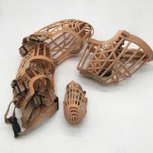 7种尺寸防咬宠物狗嘴套，透气可调节猫脸面罩，大型犬防吠塑料嘴套 - 米色 - 查看 12