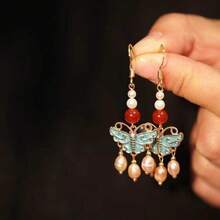 Women Jewelry Sets - Peacock Blue Butterfly Ear Clips - View 4