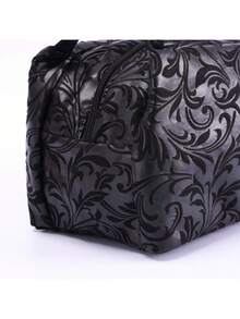 中式凤凰尾拉链保温午餐袋，防水手提袋，简约无纺布铝箔袋 - 黑色 - 查看 2