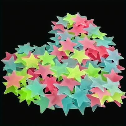 100 Luminous Star Stickers, Suitable For Room And Party Wall And Ceiling Decoration, Easy To Install And Remove, Reusable Self-Adhesive Stickers | Luminous Wall Stickers