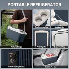 Refrigerador portátil para coce refrigerador eléctrico de doble uso 12 V CC y 110 V CA refrigerador eléctrico cpacto refrigerador pequeño de 12 V enfriador termoeléctrico y - Gris - Ver 2