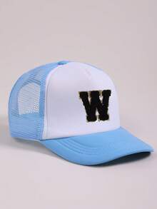 1pc Kids' 26 Letter Mesh Baseball Cap, Unisex Blue Sun Hat, Suitable For Outdoor Activities And Daily Wear, UV Protection - Multicolor - View 25