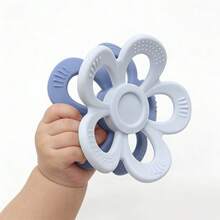Baby Silicone Flower Teething Toy, Unisex Teether For Newborn & Infant, Rotatable Double-Sided Flower Design, Easy To Grip, Great Gift - 彩色 - 查看 2
