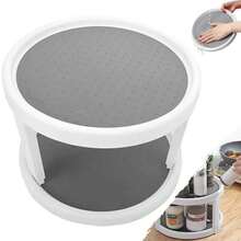 Rotating Kitchen Storage Rack, Double-Layer Slanted Turntable Storage Rack, Suitable For Kitchen Countertop, Refrigerator, Cabinet, Pantry, Can Be Used For Kitchen Organization, Desktop Decor, Holiday Gift, Bathroom Accessories - Multicolor - View 2
