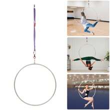 37.4inches Aerial Hoop Kit, Aerial Hoop For Adults Suspension Professional Ring, Large Aerial Dance Circus Ring For Yoga Acrobatics Gymnastics, Fitness Stainless Steel Single Point Aerial Hoop Equipment Kit - Silver - View 4