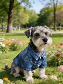 Pet Dog Clothes Denim Texture Tie-Dye Print Multicolor Striped Craft Fashion Casual Versatile Collared Elastic Shirt Lightweight Breathable Sun Protection Anti-Shedding All-Season Wear Suitable For Small And Medium-Sized Dogs Teddy Bichon - Multicolor - View 8