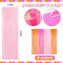4Pcs Sunset Party Rations 6.6Ft Fe Curtains Party Rations Pink And Orange Backdrop Curtains  Sunset Autumn Tanksng Idal Wedding Uation Backdrop R - màu hồng và màu cam - Xem 3