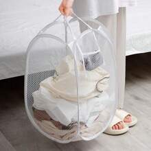 可折叠脏衣收纳篮，大号脏衣篮，网状洗衣篮，脏衣篮，衣物篮 - 黑色 - 查看 5