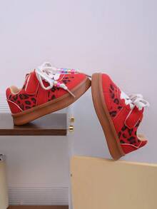 1 đôi giày thể thao đế mềm thời trang trẻ em, giày bệt da đa năng cho học sinh, giày lười đế mềm cho bé. - Đỏ - Xem 7