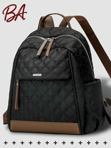 Anti-Theft Casual Diamond Quilted Nylon Backpack Women Purse; Multi-Functional Fashion Day Bag; Multi-Pocket Lightweight Travel Bag; Large Capacity Simple School Bag; Convenient Book Bag, Suitable For Students, Nurses, Teachers, Business People, Travel And Vacation, Business Trips, Daily Commuting, Shopping, Office, Dating, Hiking, Training, Work, Birthday Gifts, Holiday Gifts, - Multicolor - View 2