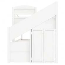 Twin XL Bunk Bed With Trundle And And Three Storage Drawers, Storage Staircase And Wardrobe, White - 白色+松木+臥室 - 查看 6
