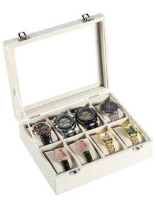 Caja de Reloj de 8 Ranuras/4 Ranuras, Caja de Reloj de Terciopelo con Tapa de Vidrio, Caja de Almacenamiento de Relojes Unisex, Caja de Almacenamiento de Relojes con Cerradura, Caja de Exhibición de Relojes, Regalo Ideal, Regalo para Ella - Unitalla - Ver 14