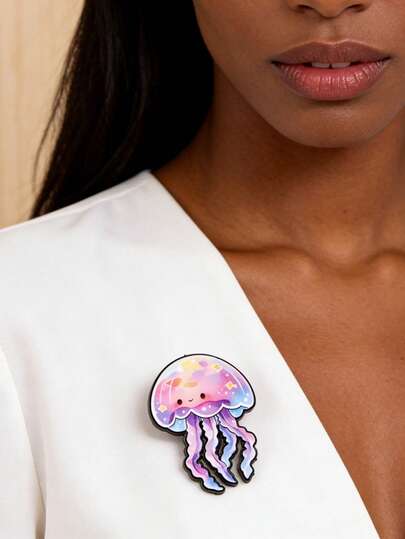 1pc Jellyfish Enamel Pin Cartoon Pins Gift Briefcase Badges Badges On Backpack Brooch For Clothes Cute Things Brooches