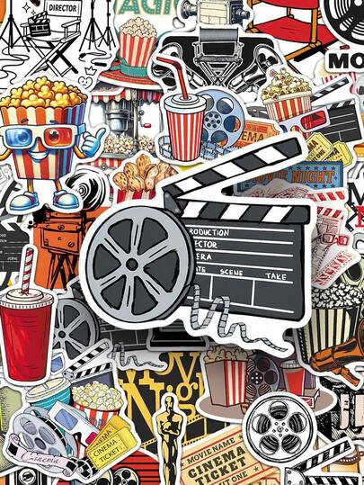 50 st. klistermärken med vintagefilmer, tecknade graffiti-klistermärken, roliga dekorativa klistermärken, dagboksklistermärken för vattenflaska, gitarr, bagage, telefon, fodral, laptop, skateboard, present