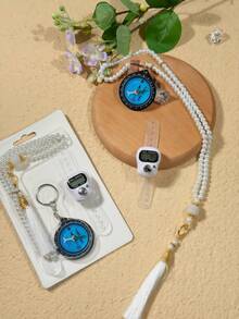 Bộ la bàn điện tử tôn giáo Hồi giáo, tràng hạt 99 hạt, dụng cụ hướng dẫn cầu nguyện, bộ quà tặng thiết yếu cho việc cầu nguyện. - Nhiều màu - Xem 5