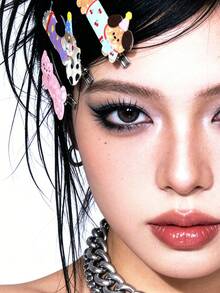 5 chiếc kẹp tóc hình động vật hoạt hình phong cách Y2K, thích hợp cho các buổi chụp ảnh dành cho nữ. - Màu tím - Xem 6