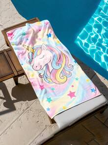 1 Peça Toalha de Praia Infantil com Unicórnio e Pentagrama, Cobertor de Praia Extra Grande de Microfibra Super Macia, Toalha de Banho Altamente Absorvente, Adequada para Viagem, Piscina, Mergulho, Surfe, Ioga, Camping, Disponível em Vários Tamanhos, Acessórios de Praia - Multicolorido - Visão 9