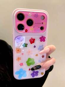 Casing Ponsel Motif Bunga Dopamin Warna-warni Lucu, Bintang, dan Pita, Langsung Berubah Menjadi Seri 17, Kompatibel dengan iPhone 17 Pro Max, 16, 15, 14 Pro Max, Pelindung Anti Guncangan dengan Jendela Besar Artistik - bunga berwarna-warni - View 2