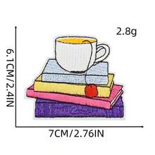 1pc Reading Themed Sticker Set, Cartoon Animal Embroidered Patch, Book Worm Laptop Notebook Decoration Sticker With English Words - New Bookworm Series Fabric Patches - View 2