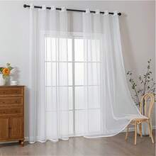 2Pcs Sheer Voile Curtains With Eyelets, Set Of 2, Transparent, Polyester, For Living Room, Bedroom, Grommet Top, White - 2pcs - View 5