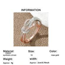 1枚优雅女士结婚戒指，合成圆形立方氧化锆，奢华派对风格，订婚首饰，适合日常和正式场合佩戴 - 玫瑰金 - 查看 6